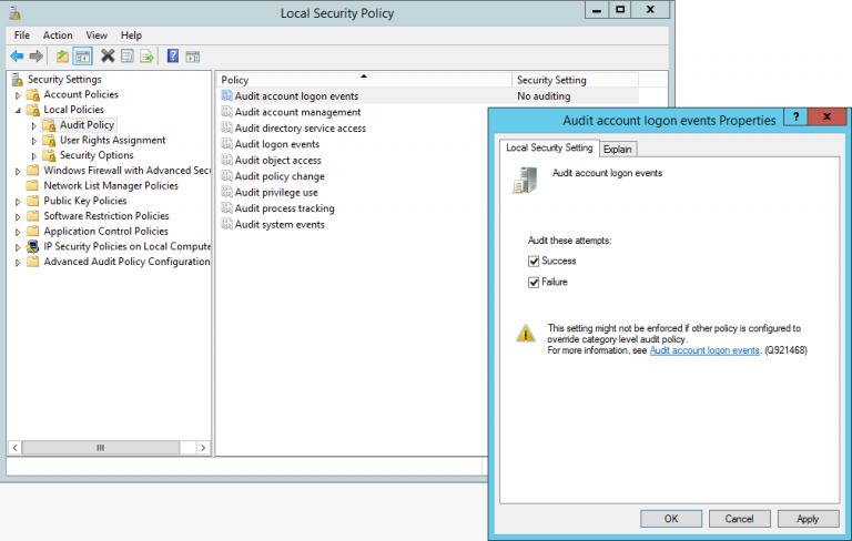 Windows Auditing - Turn it on and configure it.